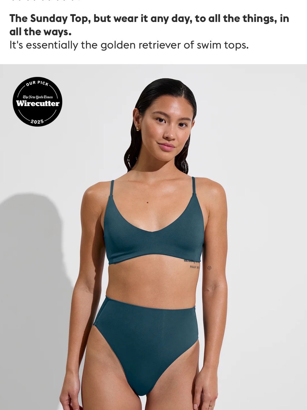 Left On Friday Teal Sunday Top & High-Waist Bikini Set